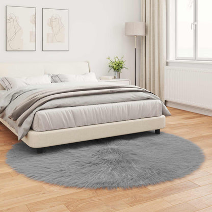 Faux Sheepskin Rug TAFALLA Grey Ø 160 cm Polyester