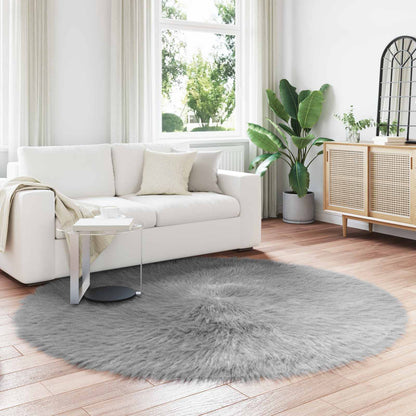 Faux Sheepskin Rug TAFALLA Grey Ø 200 cm Polyester