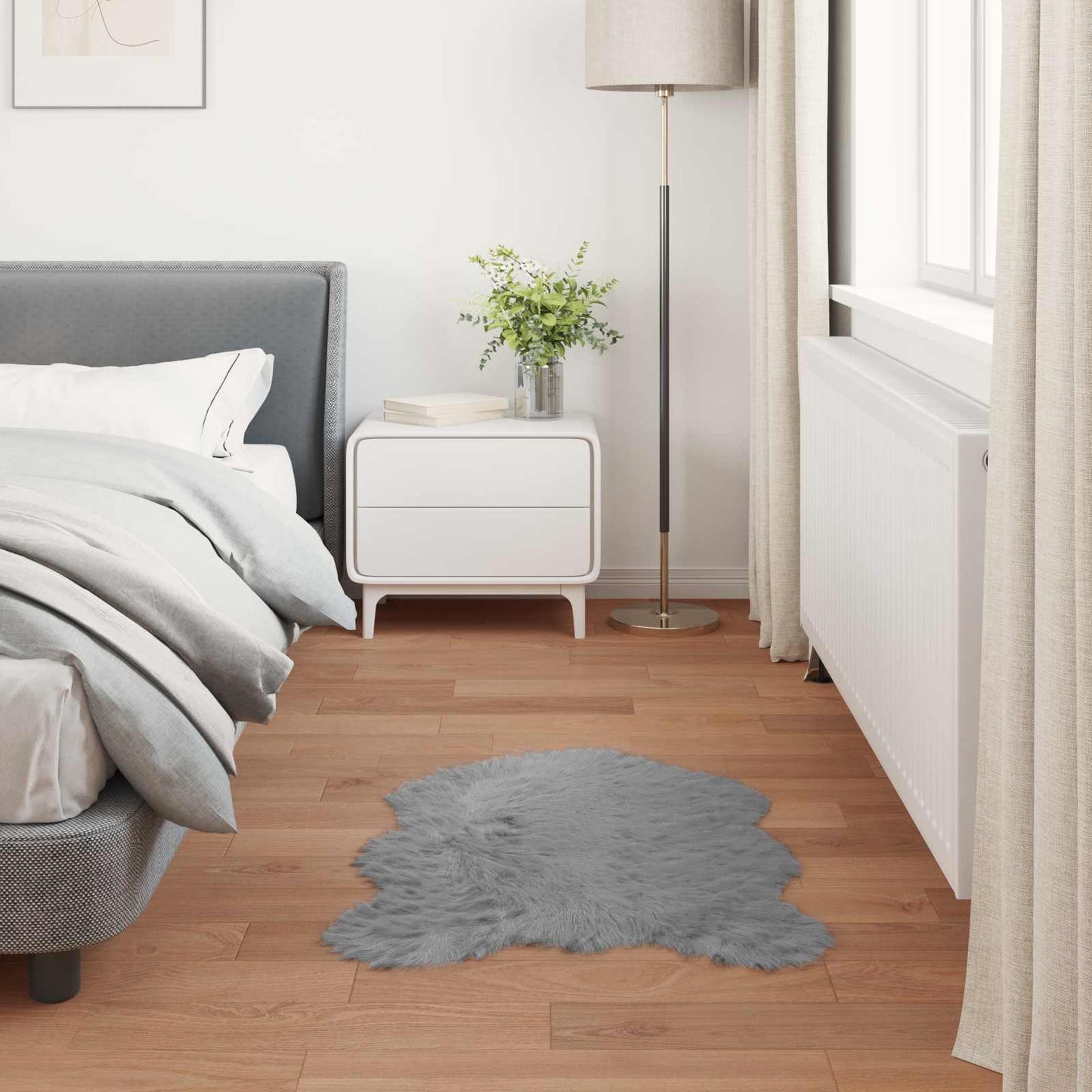 Faux Sheepskin Rug TAFALLA Grey 50 x 80 cm Polyester