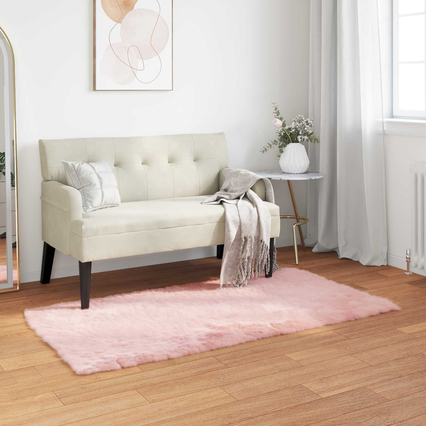 Faux Sheepskin Rug TAFALLA Pink 80 x 150 cm Polyester