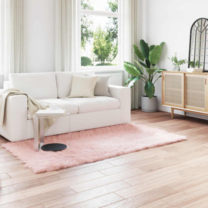 Faux Sheepskin Rug TAFALLA Pink 80 x 200 cm Polyester