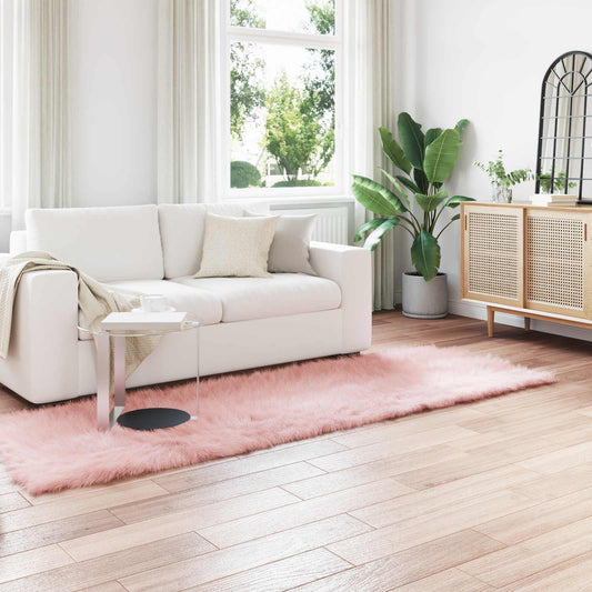 Faux Sheepskin Rug TAFALLA Pink 80 x 250 cm Polyester