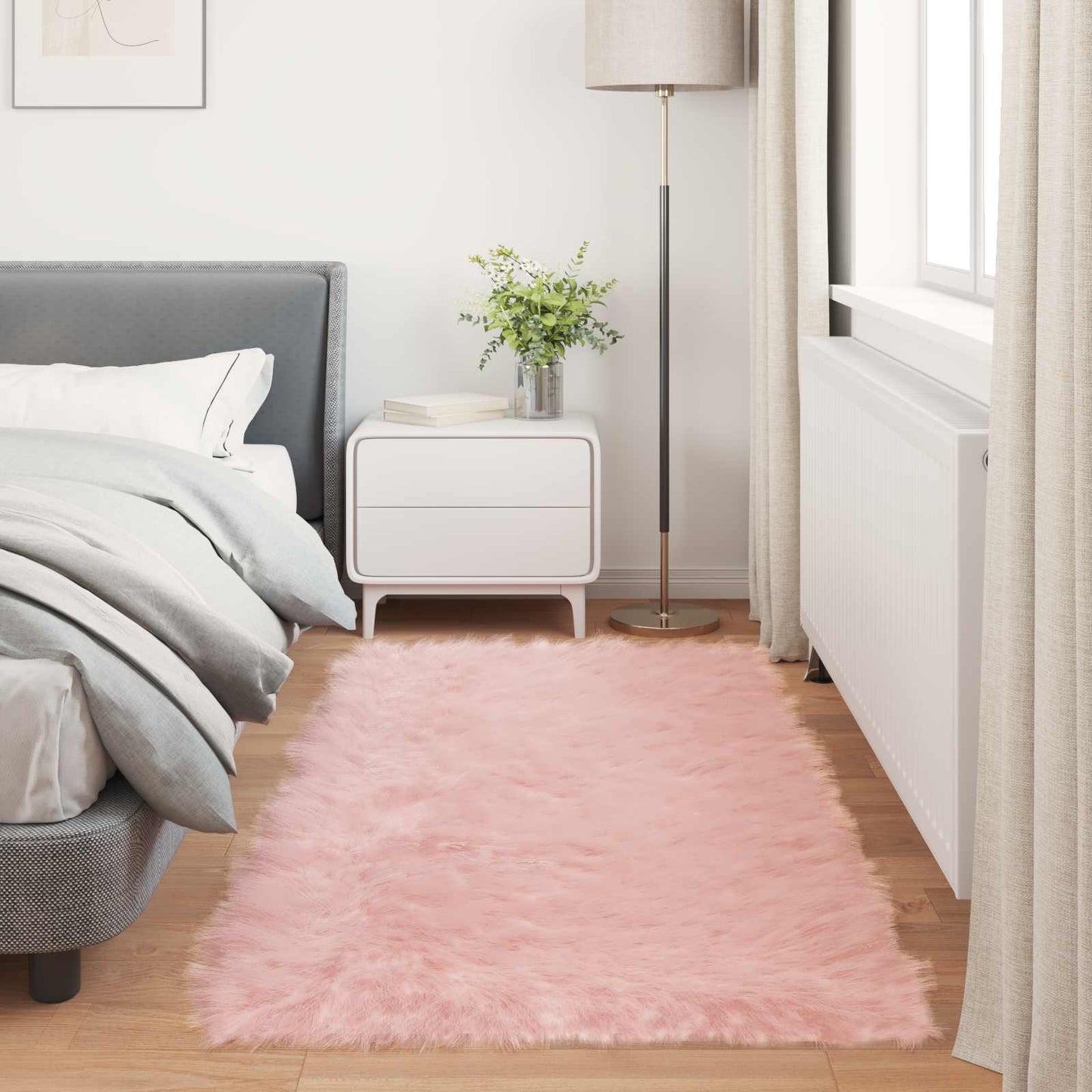 Faux Sheepskin Rug TAFALLA Pink 100 x 200 cm Polyester