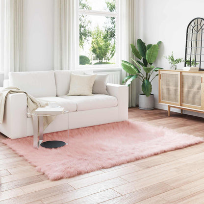 Faux Sheepskin Rug TAFALLA Pink 140 x 200 cm Polyester