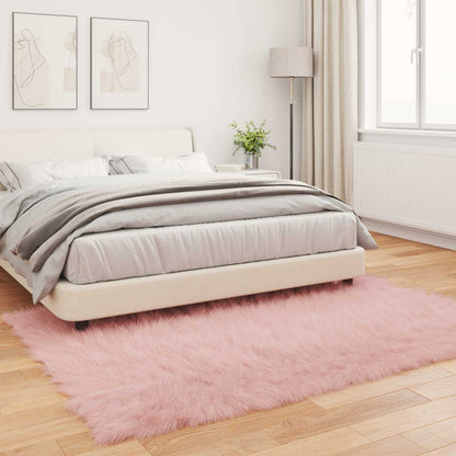 Faux Sheepskin Rug TAFALLA Pink 140 x 200 cm Polyester