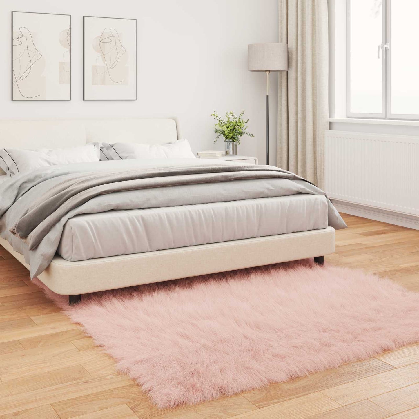 Faux Sheepskin Rug TAFALLA Pink 120 x 120 cm Polyester