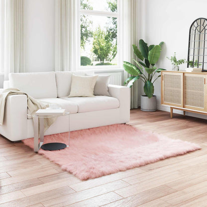 Faux Sheepskin Rug TAFALLA Pink 160 x 160 cm Polyester
