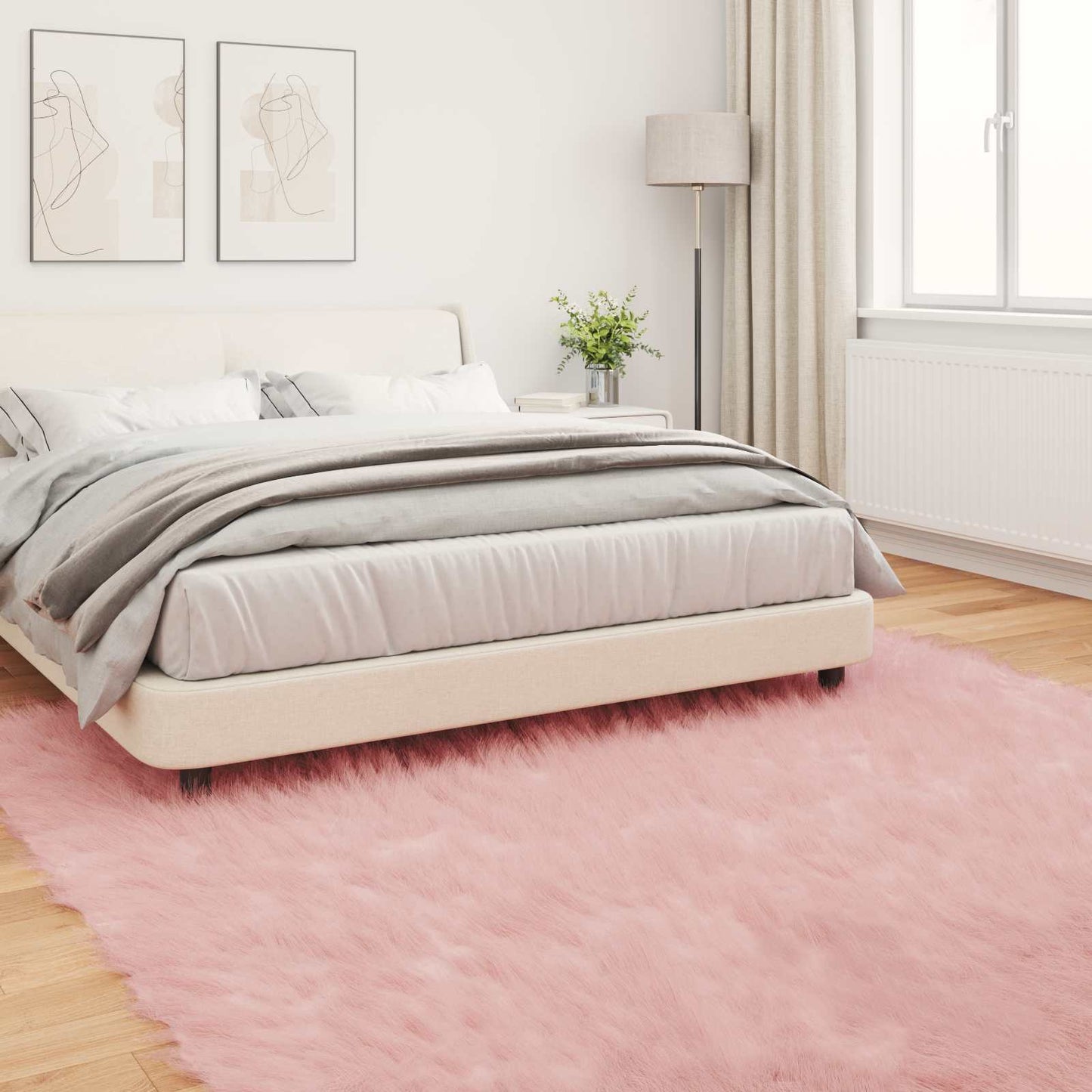 Faux Sheepskin Rug TAFALLA Pink 240 x 240 cm Polyester