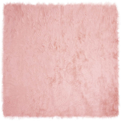 Faux Sheepskin Rug TAFALLA Pink 240 x 240 cm Polyester