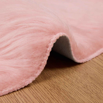 Faux Sheepskin Rug TAFALLA Pink Ø 80 cm Polyester