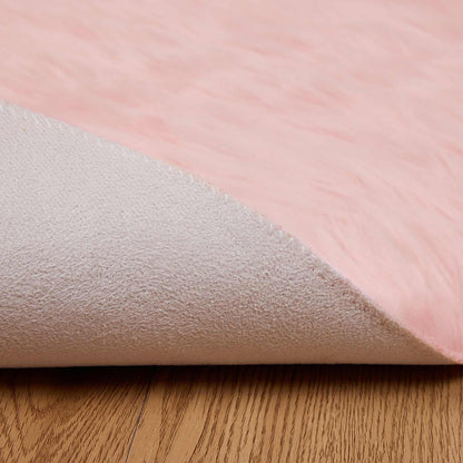 Faux Sheepskin Rug TAFALLA Pink Ø 100 cm Polyester