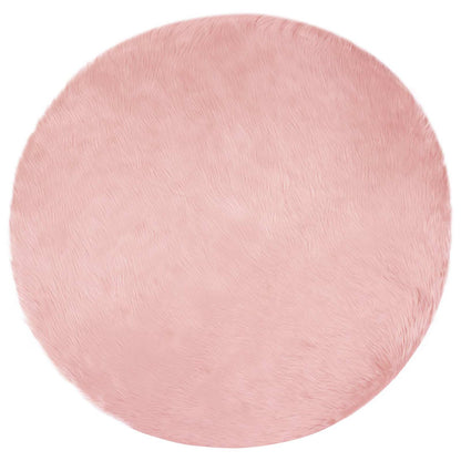 Faux Sheepskin Rug TAFALLA Pink Ø 100 cm Polyester