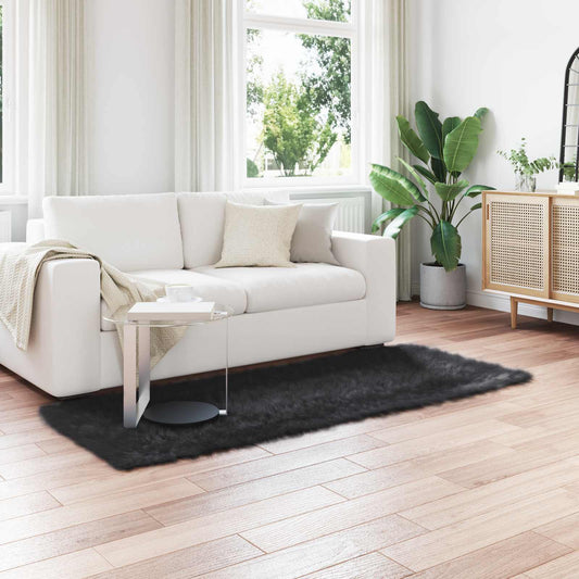 Faux Sheepskin Rug TAFALLA Black 80 x 200 cm Polyester
