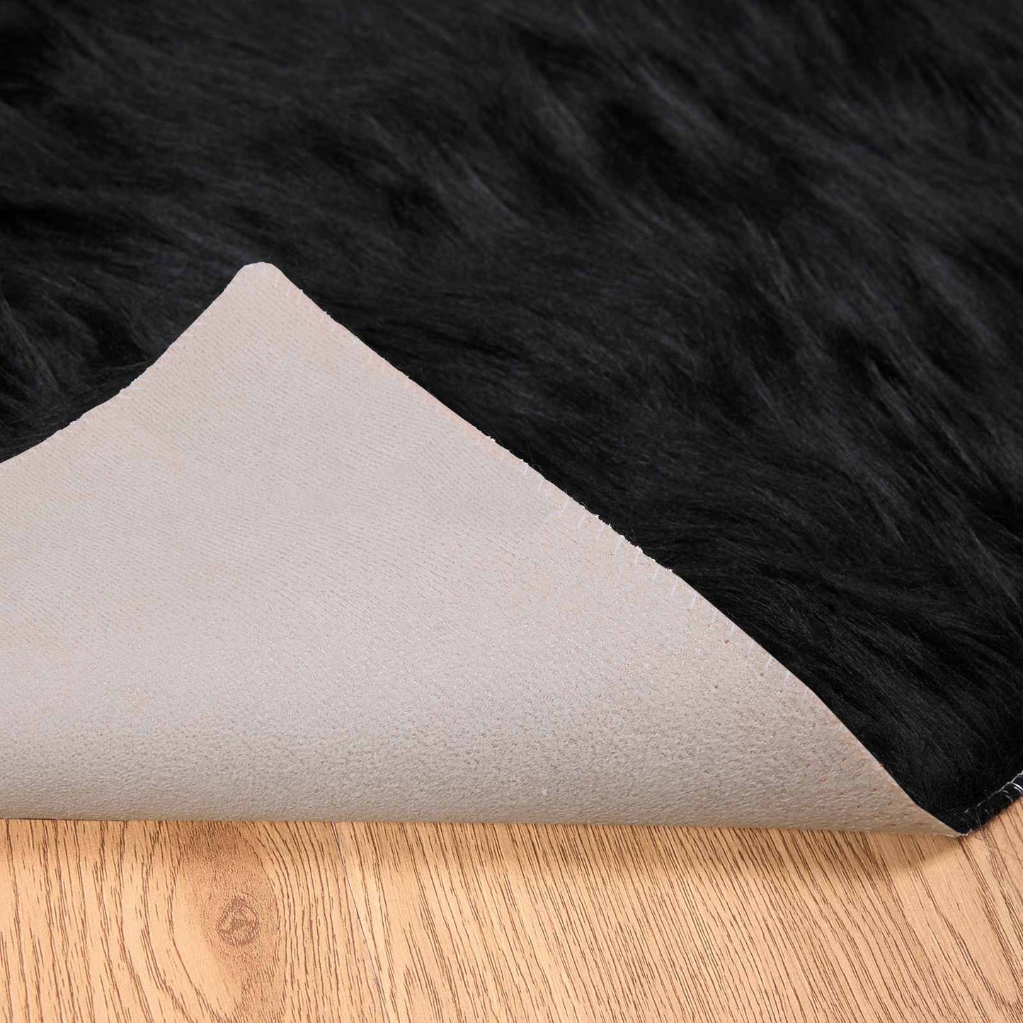 Faux Sheepskin Rug TAFALLA Black 80 x 250 cm Polyester