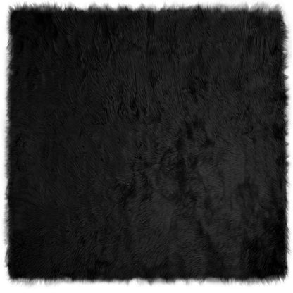 Faux Sheepskin Rug TAFALLA Black 120 x 120 cm Polyester
