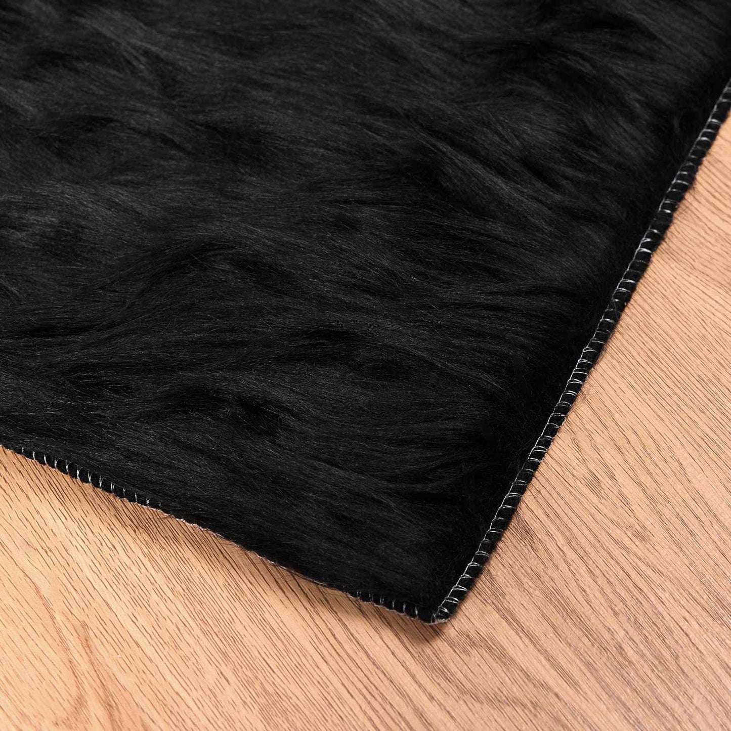 Faux Sheepskin Rug TAFALLA Black 160 x 160 cm Polyester