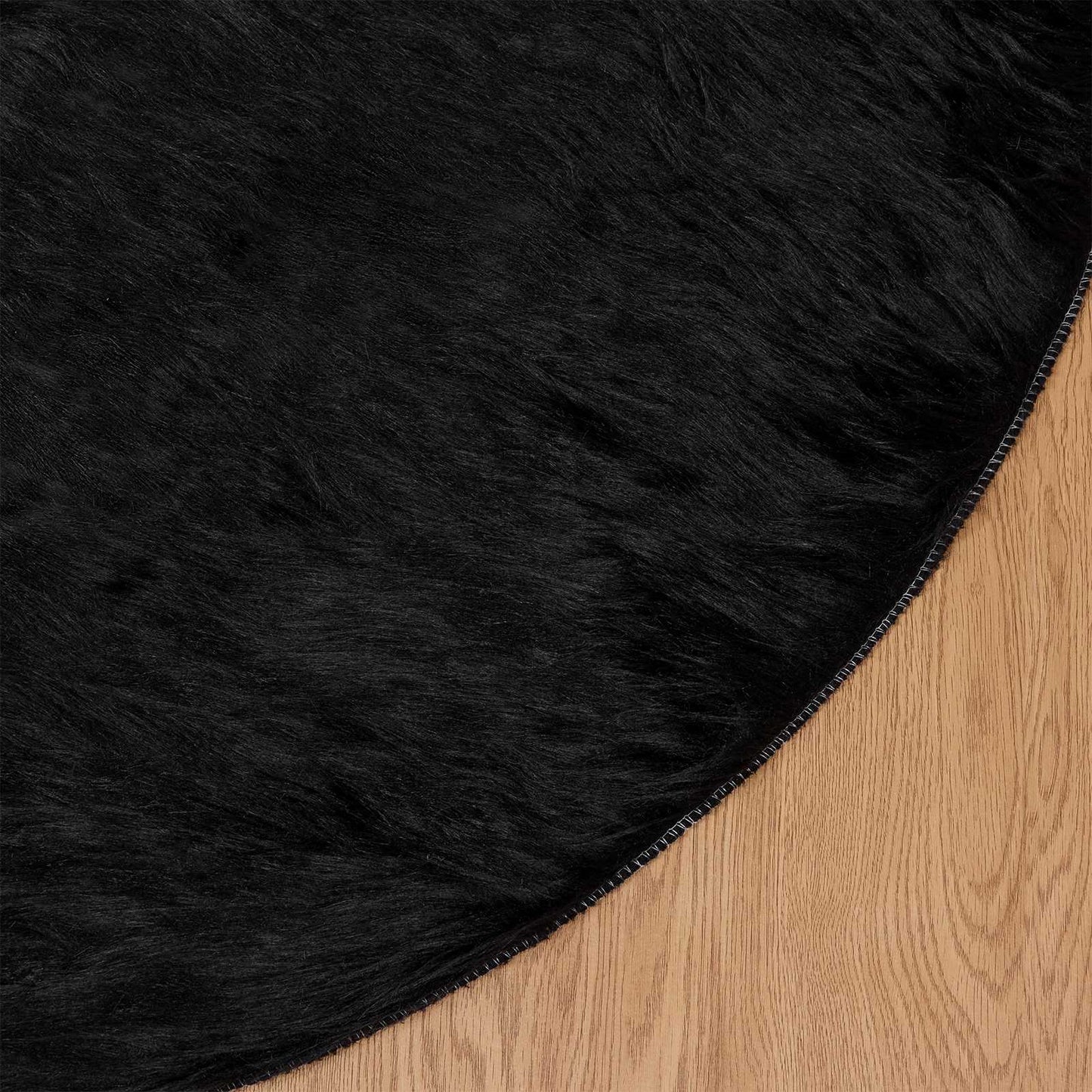 Faux Sheepskin Rug TAFALLA Black Ø 80 cm Polyester