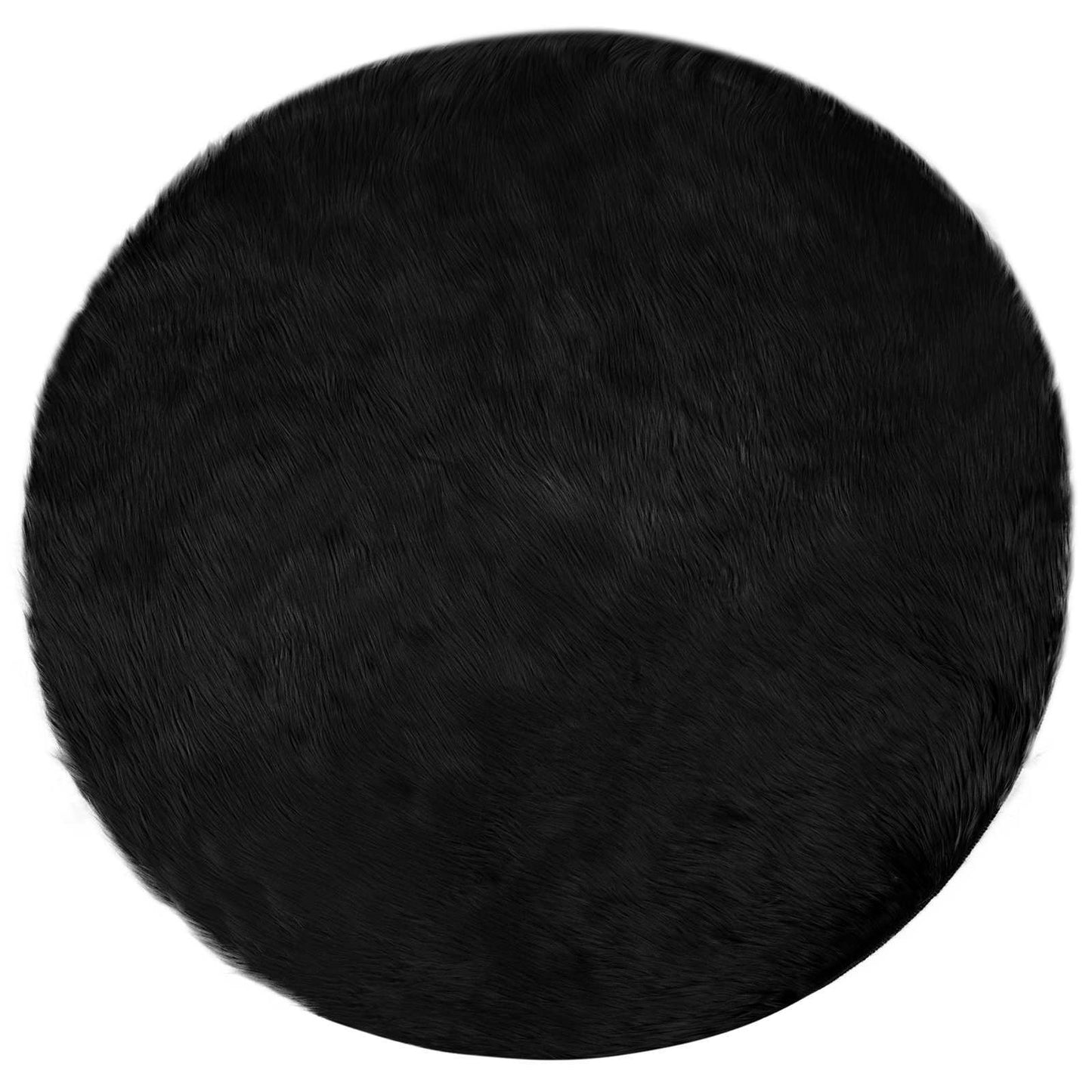 Faux Sheepskin Rug TAFALLA Black Ø 80 cm Polyester