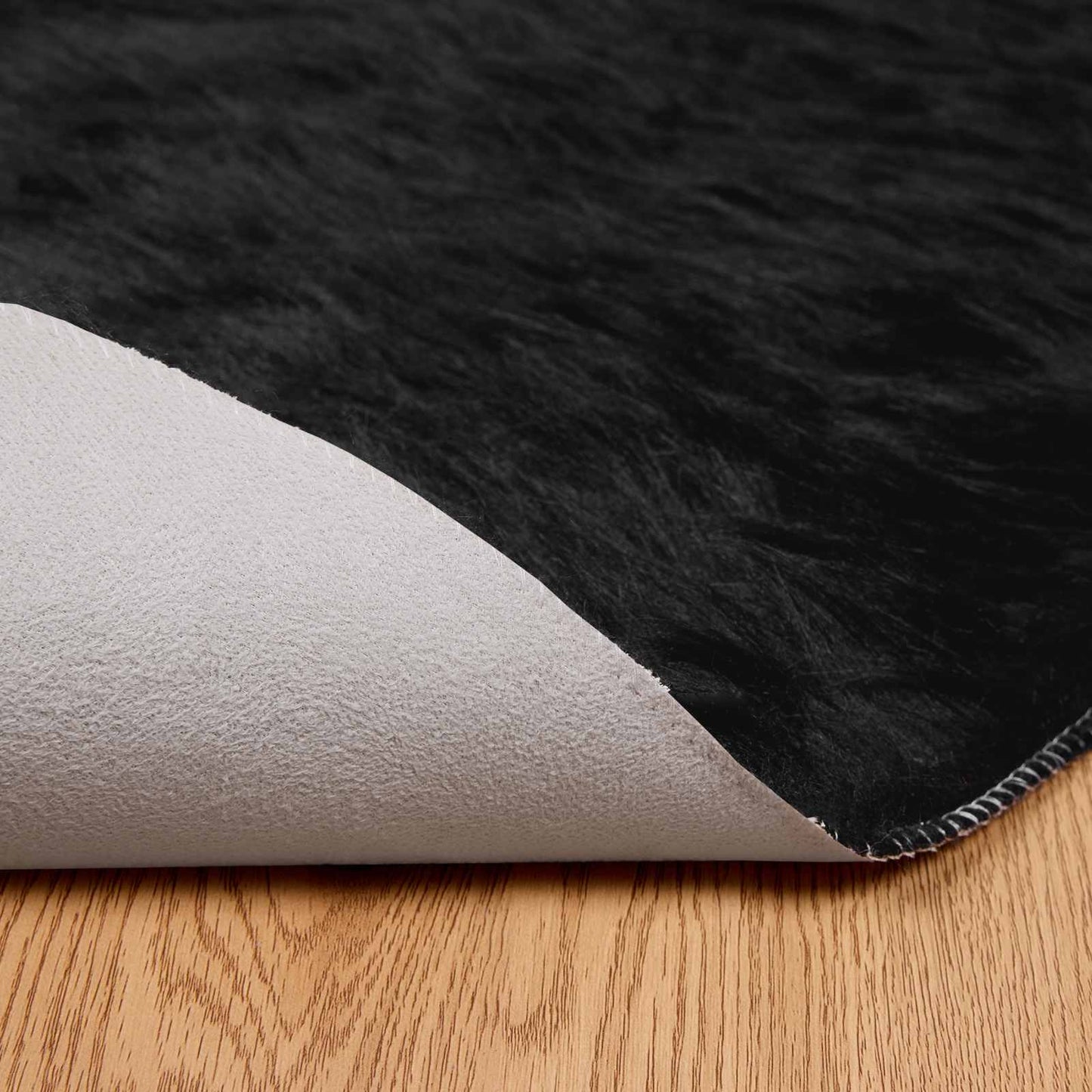 Faux Sheepskin Rug TAFALLA Black Ø 160 cm Polyester