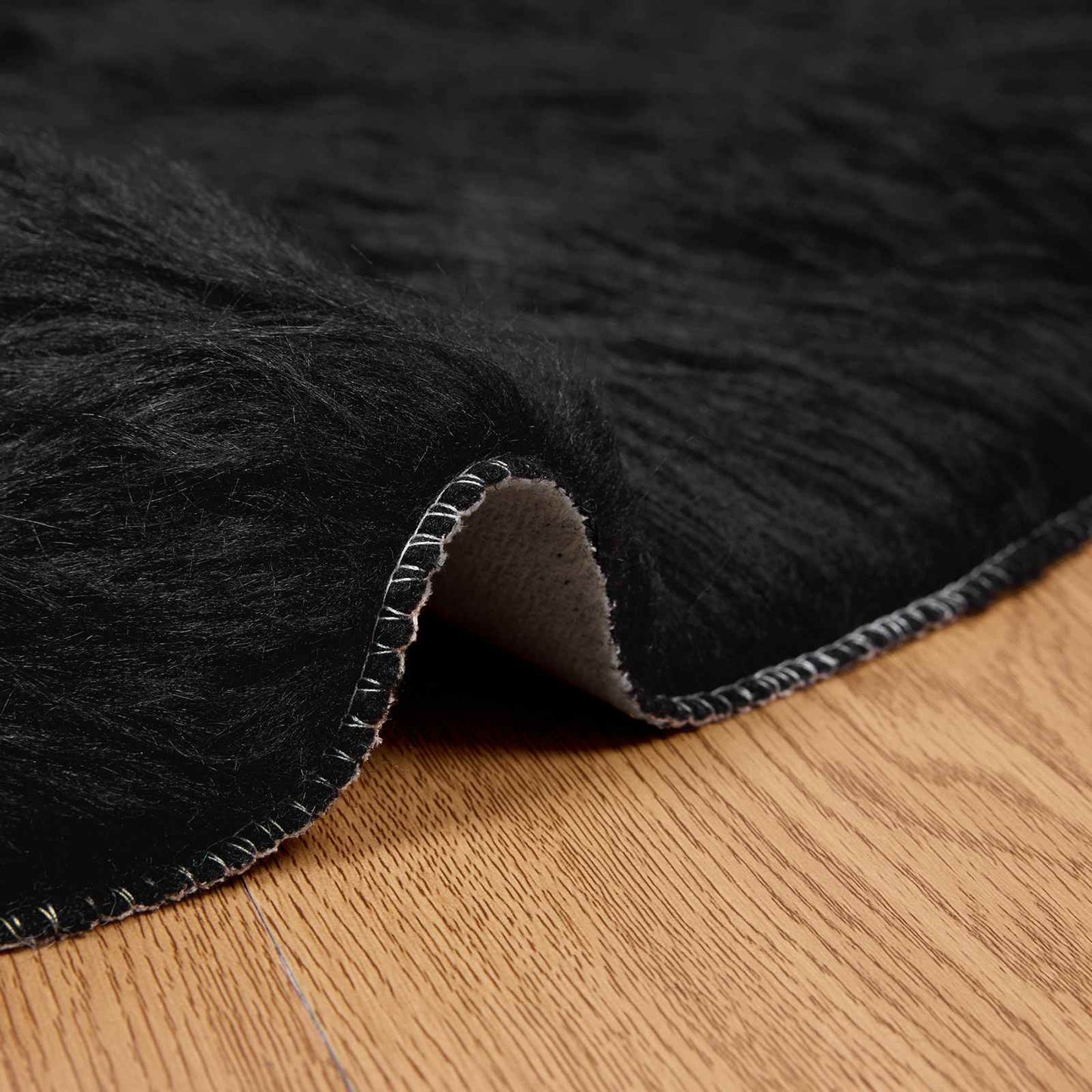 Faux Sheepskin Rug TAFALLA Black Ø 200 cm Polyester