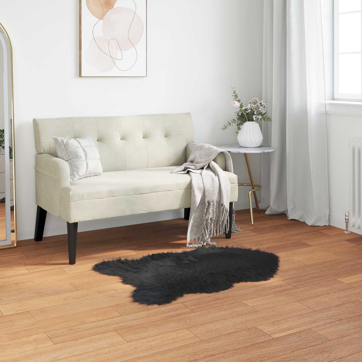 Faux Sheepskin Rug TAFALLA Black 50 x 80 cm Polyester