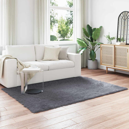 Faux Sheepskin Rug TAFALLA Anthracite 120 x 170 cm Polyester