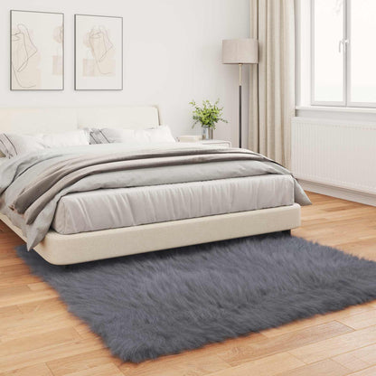 Faux Sheepskin Rug TAFALLA Anthracite 160 x 160 cm Polyester