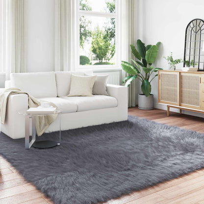 Faux Sheepskin Rug TAFALLA Anthracite 200 x 200 cm Polyester