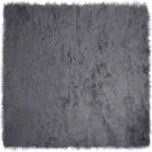 Faux Sheepskin Rug TAFALLA Anthracite 200 x 200 cm Polyester