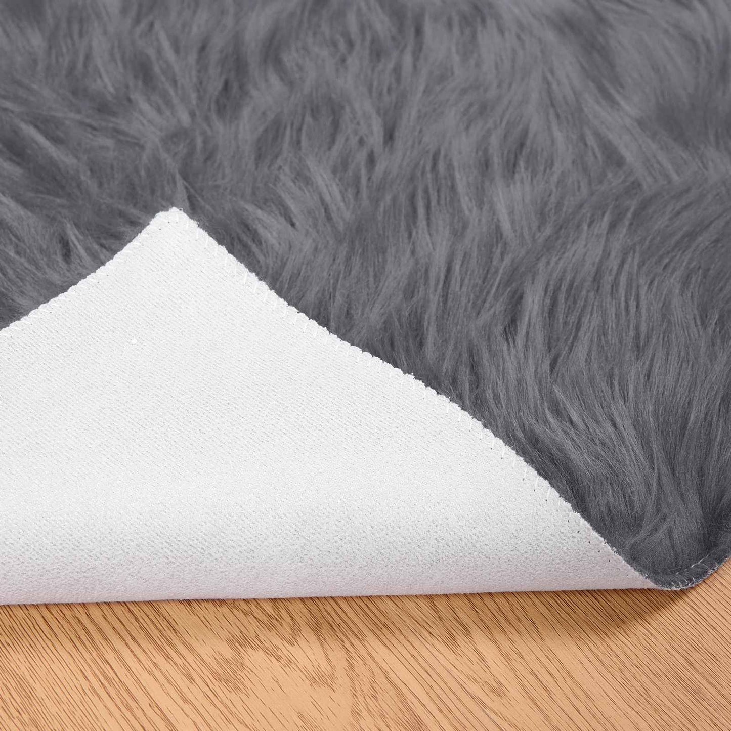 Faux Sheepskin Rug TAFALLA Anthracite 240 x 240 cm Polyester