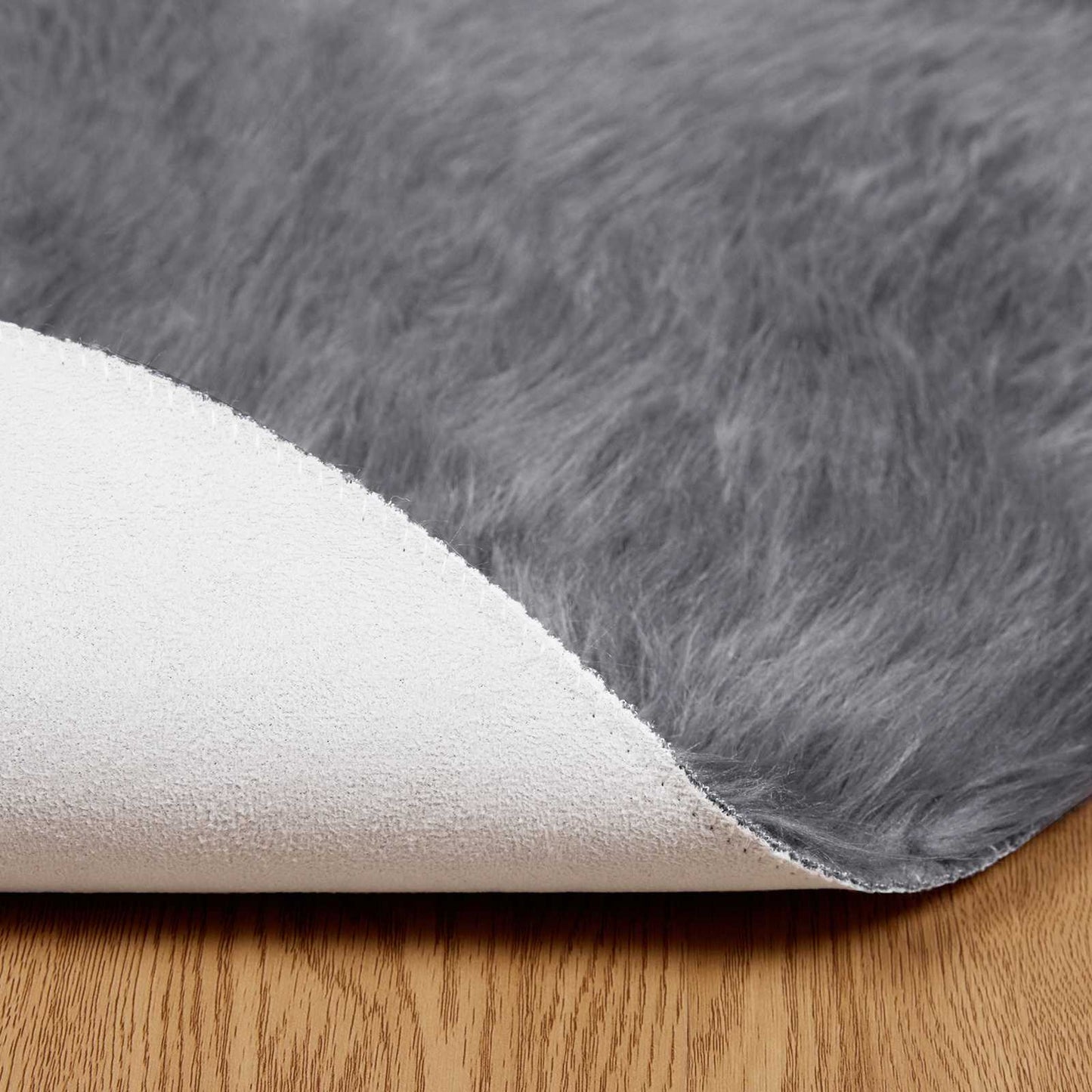 Faux Sheepskin Rug TAFALLA Anthracite Ø 80 cm Polyester