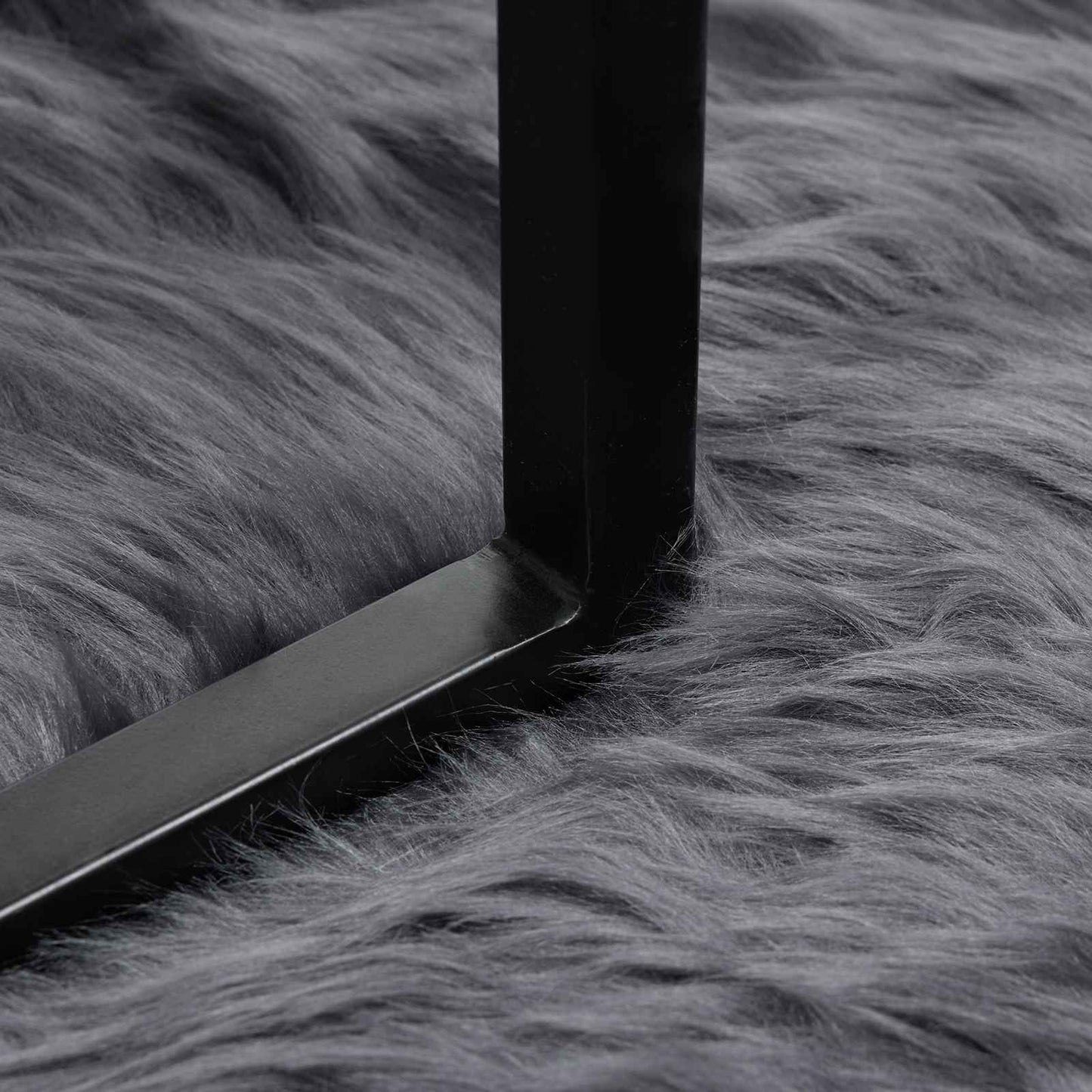 Faux Sheepskin Rug TAFALLA Anthracite Ø 120 cm Polyester
