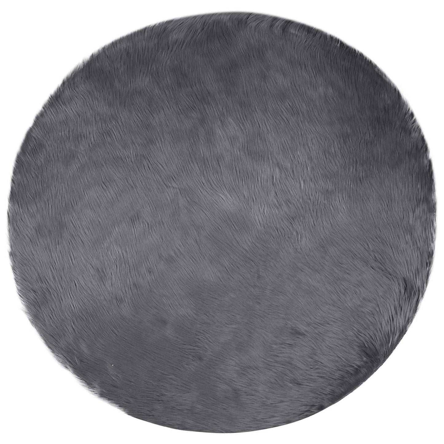 Faux Sheepskin Rug TAFALLA Anthracite Ø 120 cm Polyester