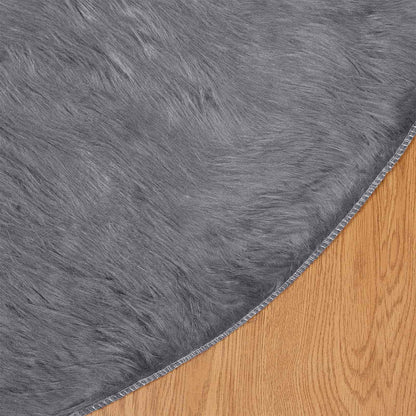 Faux Sheepskin Rug TAFALLA Anthracite Ø 160 cm Polyester