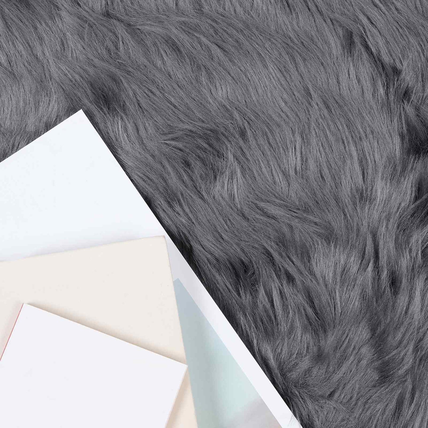 Faux Sheepskin Rug TAFALLA Anthracite 50 x 80 cm Polyester