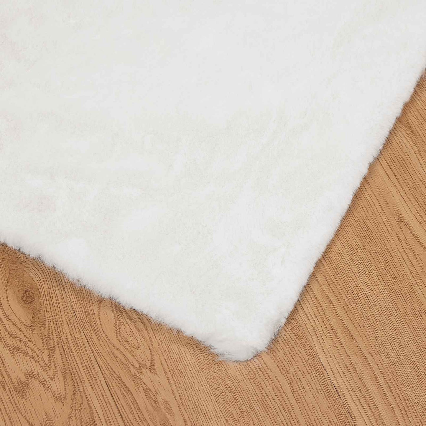 Anti-Slip Faux Rabbit Fur Rug OLITE White 80 x 250 cm Polyester