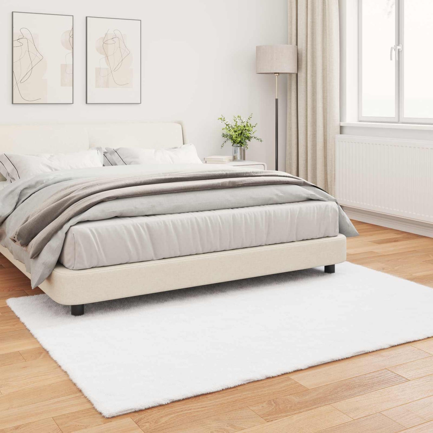 Anti-Slip Faux Rabbit Fur Rug OLITE White 140 x 200 cm
