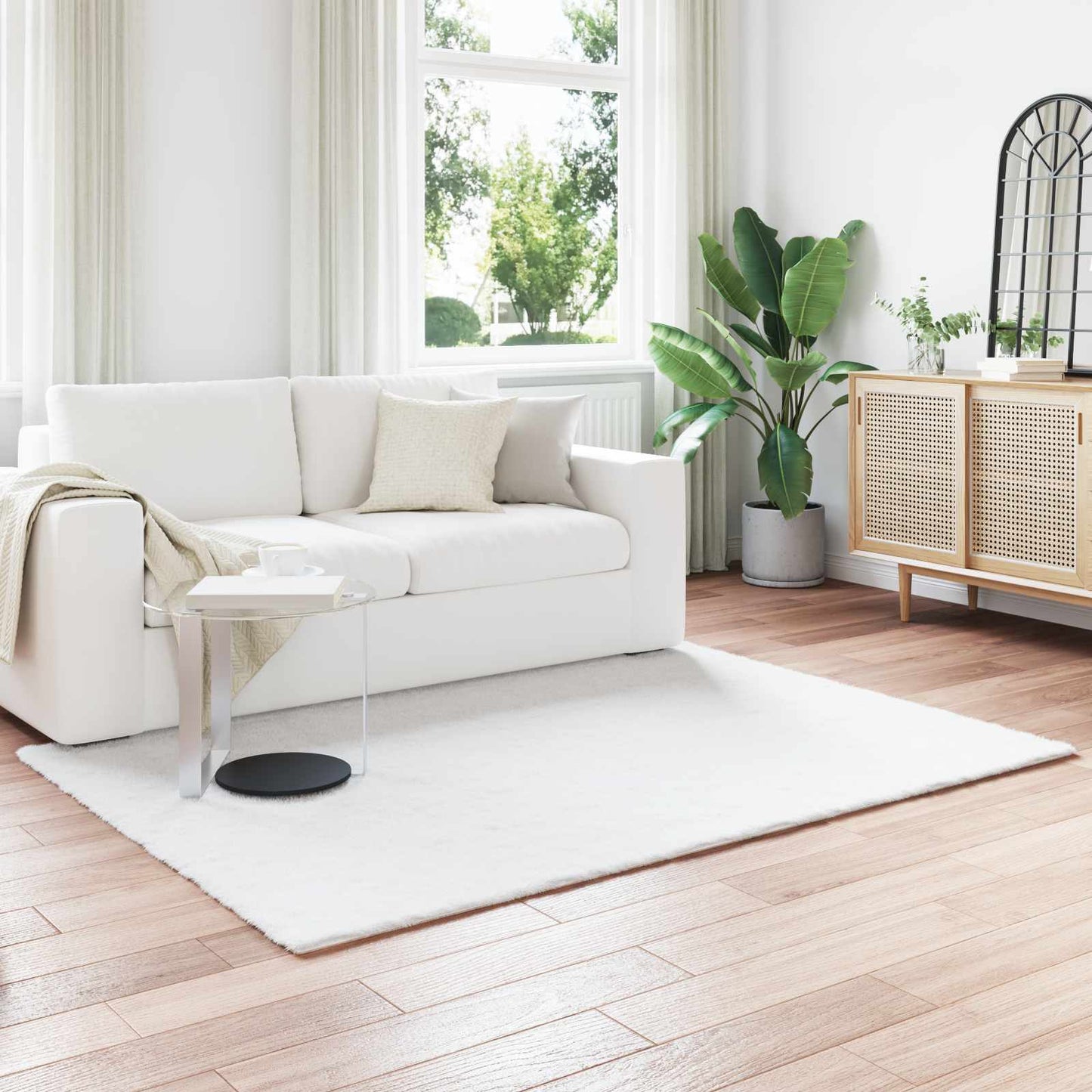 Anti-Slip Faux Rabbit Fur Rug OLITE White 160 x 230 cm