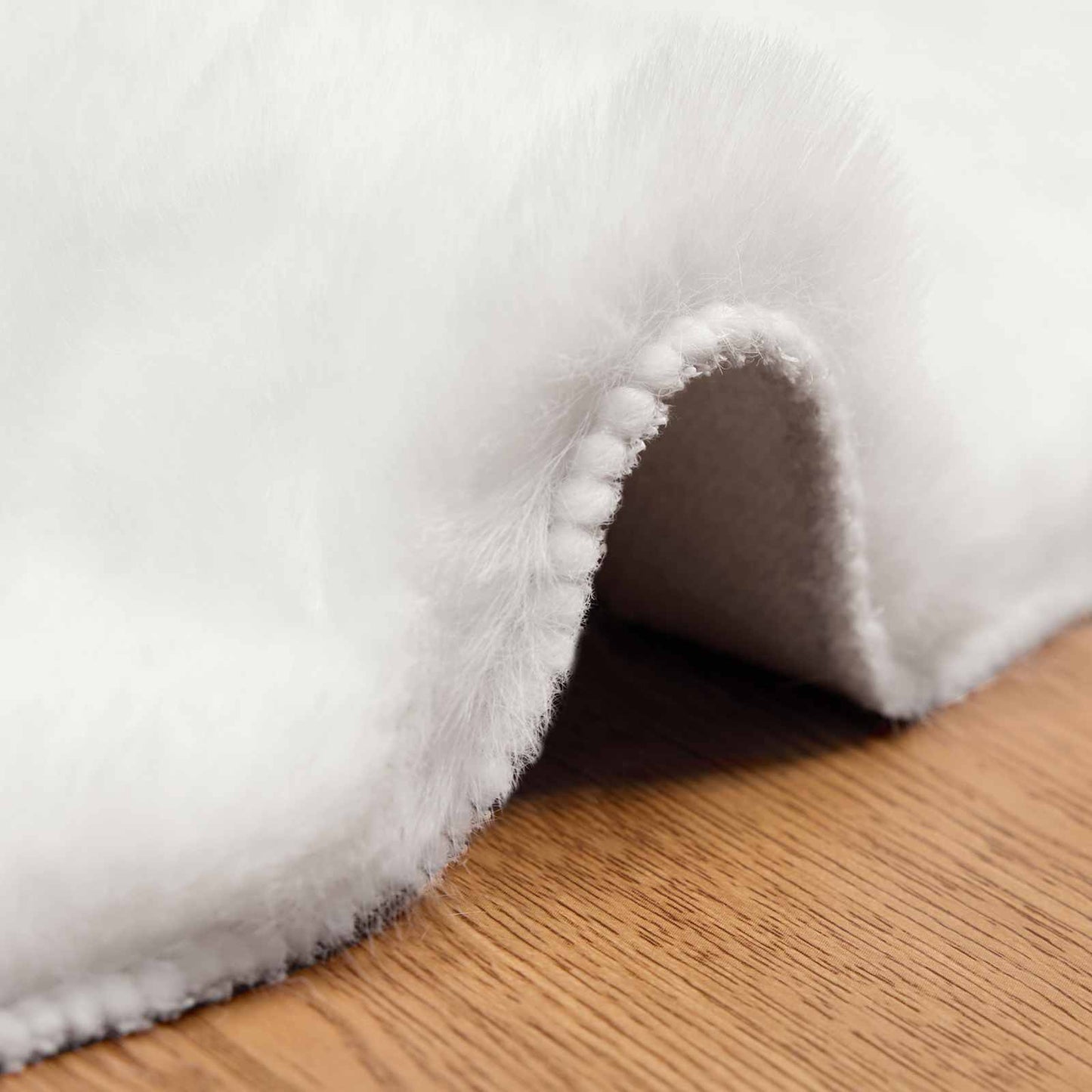 Anti-Slip Faux Rabbit Fur Rug OLITE White Ø 80 cm Polyester