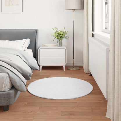 Anti-Slip Faux Rabbit Fur Rug OLITE White Ø 80 cm Polyester