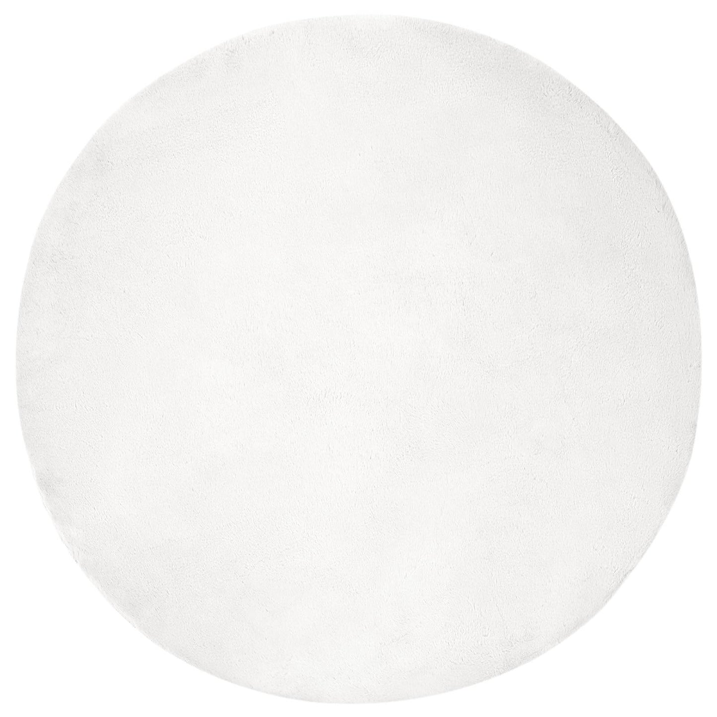 Anti-Slip Faux Rabbit Fur Rug OLITE White Ø 120 cm Polyester