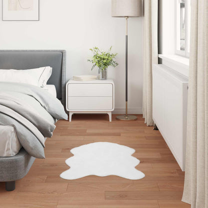 Anti-Slip Faux Rabbit Fur Rug OLITE White 50 x 80 cm Polyester
