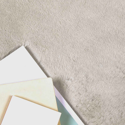 Anti-Slip Faux Rabbit Fur Rug OLITE Beige 80 x 150 cm Polyester