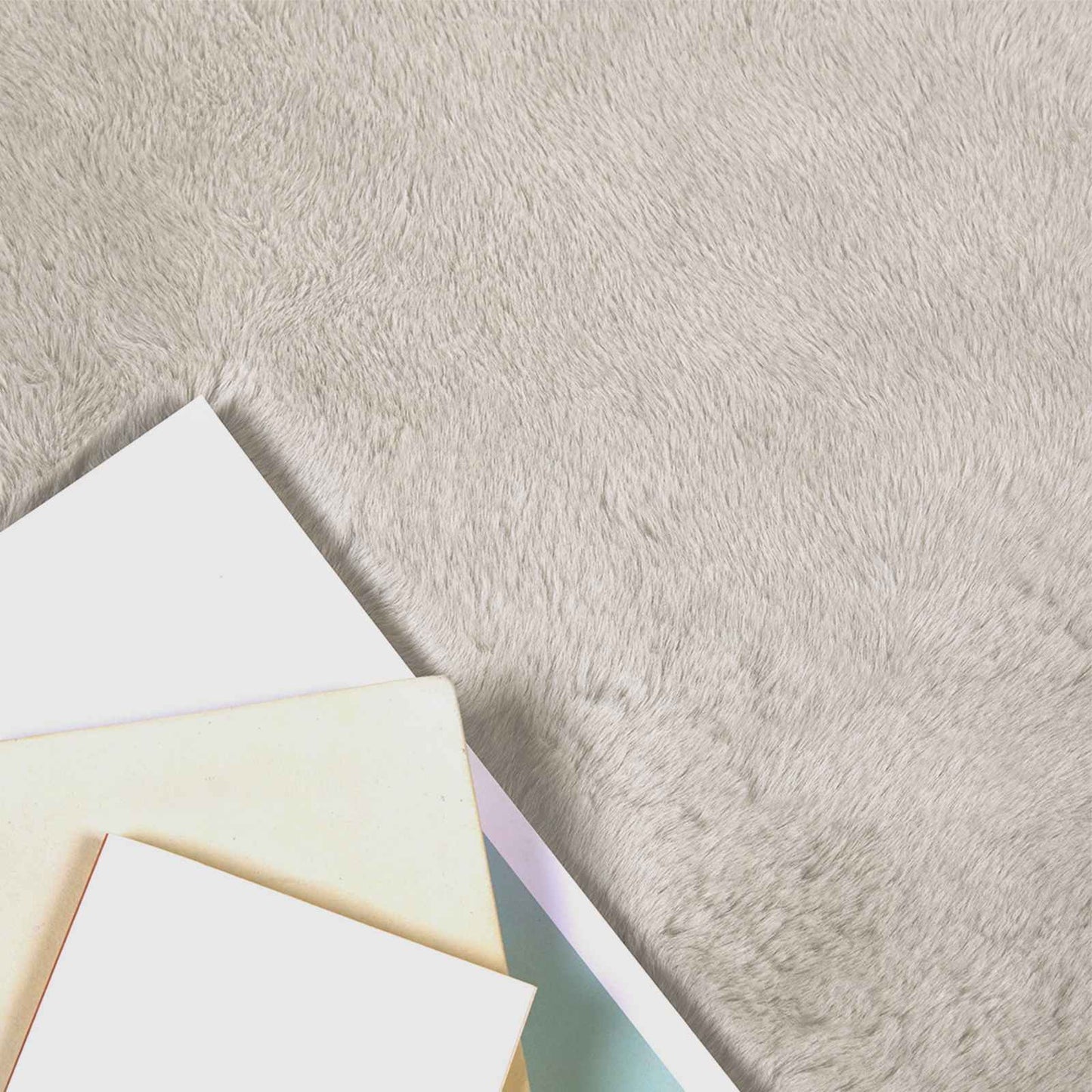 Anti-Slip Faux Rabbit Fur Rug OLITE Beige 80 x 250 cm Polyester