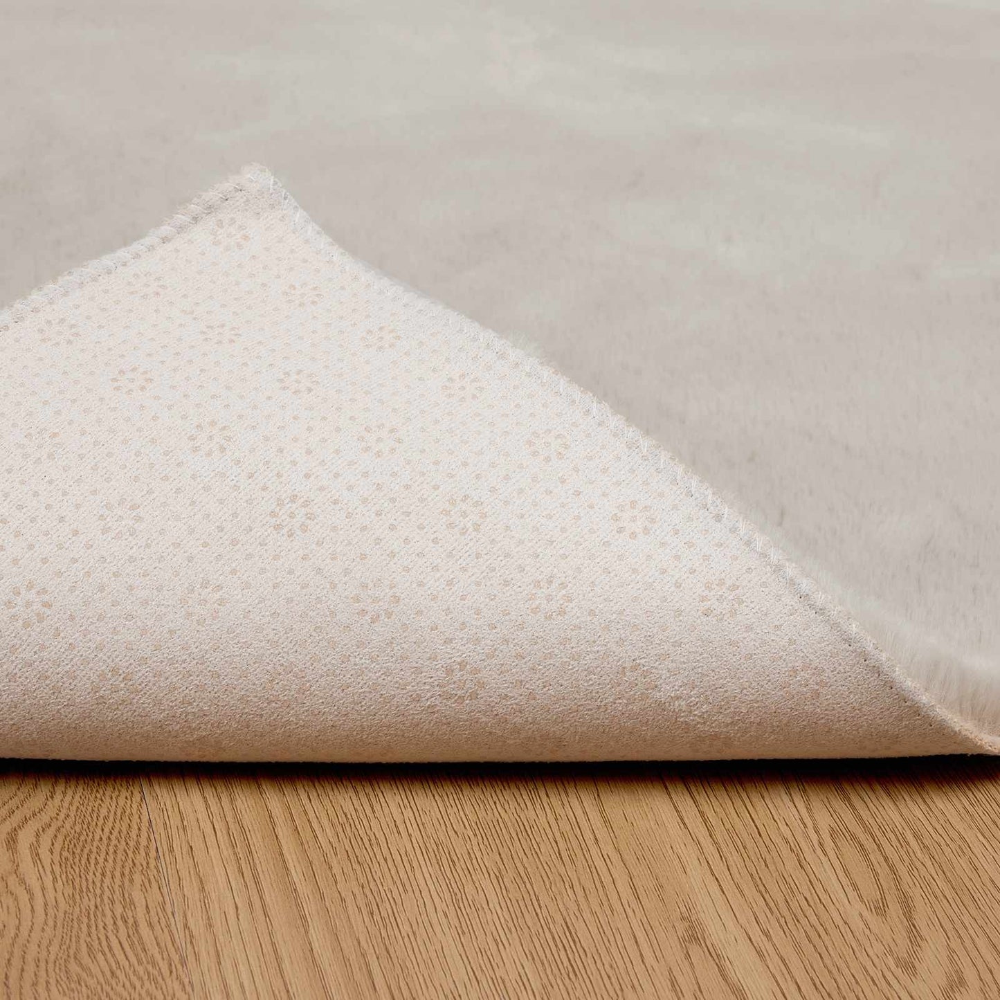 Anti-Slip Faux Rabbit Fur Rug OLITE Beige 160 x 160 cm