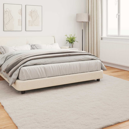 Anti-Slip Faux Rabbit Fur Rug OLITE Beige 240 x 240 cm