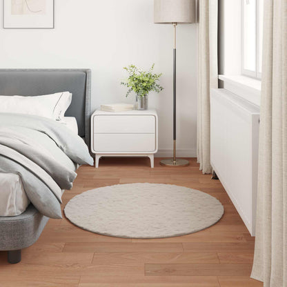 Anti-Slip Faux Rabbit Fur Rug OLITE Beige Ø 80 cm Polyester