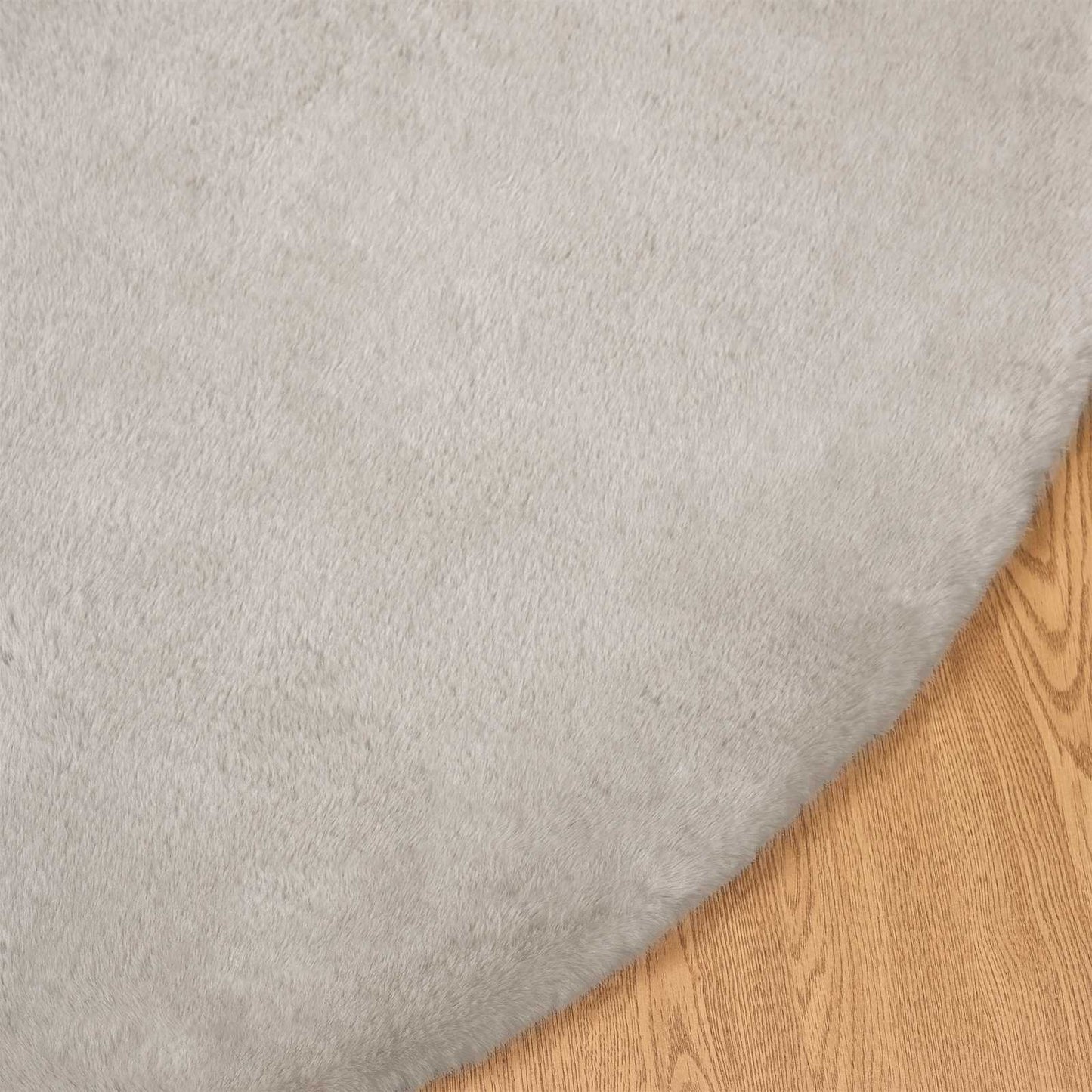 Anti-Slip Faux Rabbit Fur Rug OLITE Beige Ø 200 cm Polyester