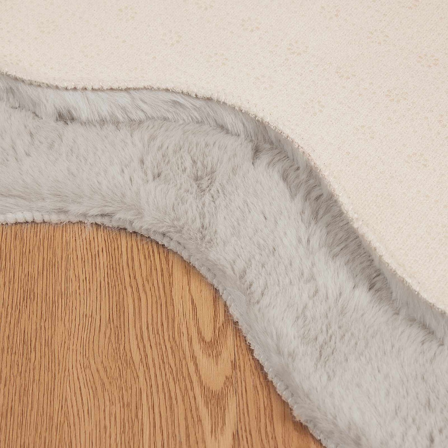 Anti-Slip Faux Rabbit Fur Rug OLITE Beige 50 x 80 cm Polyester