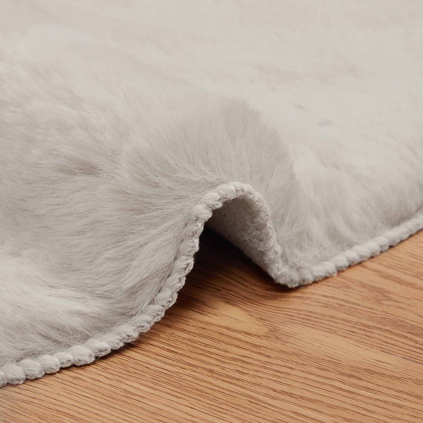 Anti-Slip Faux Rabbit Fur Rug OLITE Beige 80 x 120 cm Polyester